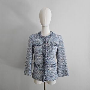 Luii Tweed Bouclé Blazer Small Hook & Eye Closure 3/4 Sleeves